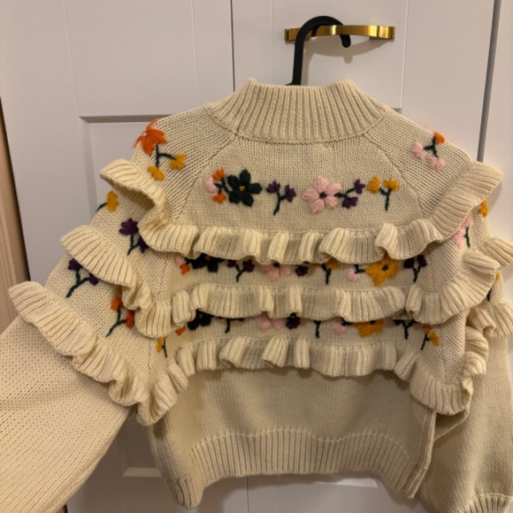 Embroidered ruffle Zara sweater - Picture 3 of 6